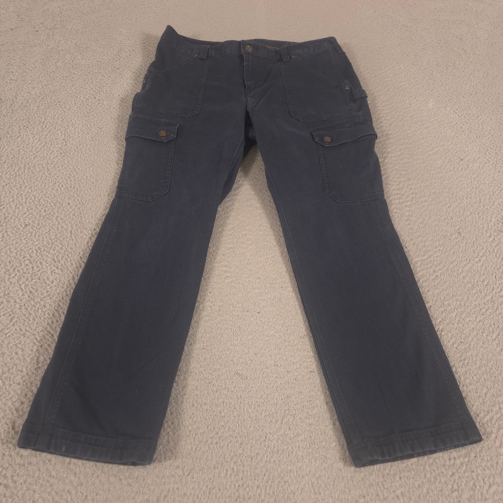 Duluth Trading Pants Womens 12 Navy DuluthFlex Fire Hose Slim Leg Cargo Pocket